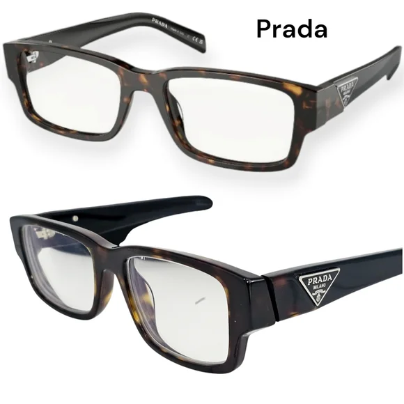 Prada Tortoise Shell Glasses PR07ZV Rectangle Eyeglasses RX Apprx -2.0 - Picture 1 of 11